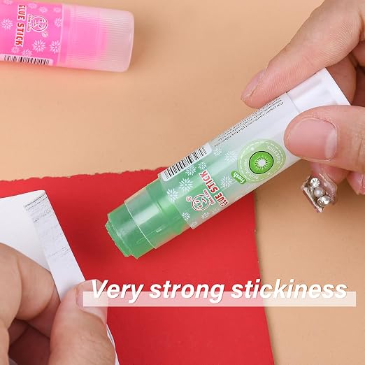 LAKEI Colored Glue Sticks, Strong Adhesive, Quick-Dry, 0.28oz, 4/Pack | Transparent, multifunctional adhesive, suitable for making in schools, offices, and homes.