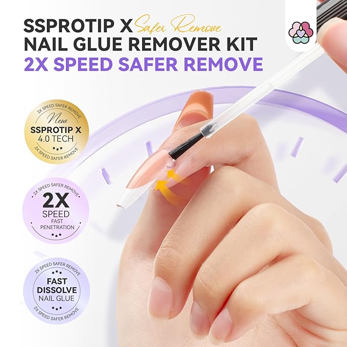 SAVILAND Nail Glue Remover Kit: Press On Nail Remover Nail Prep Kit with Cuticle Tools Easy Removal of Nails Glue and Acrylic Nails Tips 30 ml Debonder Serum and Cuticle Oil Pen Salon Home