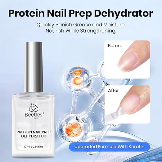 Beetles 3Pcs Gel Nail Glue Nail Dehydrator and Primer, Hema-Free & Acid Free Bond Protein Prep Kit for Nail Tips & Extensions, TPO Free, Long-Lasting Adhesion