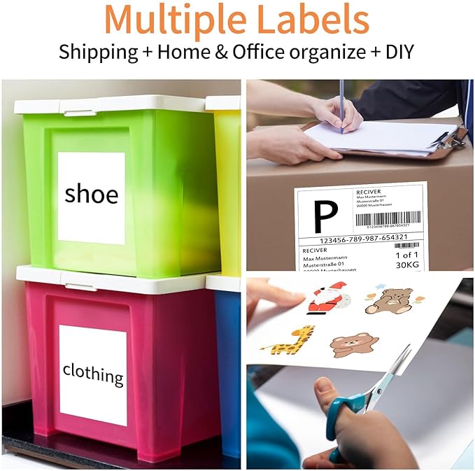 8.5" x 11" Sticker Paper for Inkjet Printers - 150 Sheets Full Sheet Shipping Labels Printable Full Page Labels 8.5×11 White Sticker Paper for Laser Printing - Matte