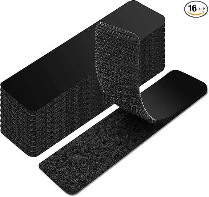 Art3d 16 Sets Hook and Loop Tape, 1"x 4" Sticky Back, Heavy Duty | Double-Sided, Holds 13 lb, Adhesive Strip, Nylon, Picture Hanging Strips Fastener for Mounting Hanging, Glass, Tile, Metal
