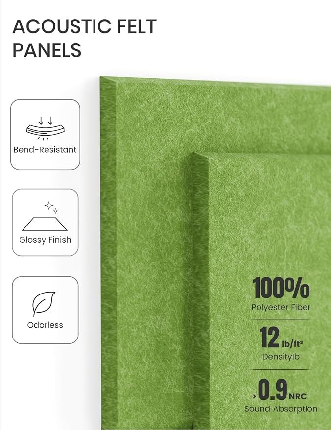Fluxynara Felt Bulletin Board & Cork Board Alternative, Kelly Green | 36" x 24" Pin board, Removable Adhesive Tabs, Easy Install Without Wall Damage, For Home Office Decor