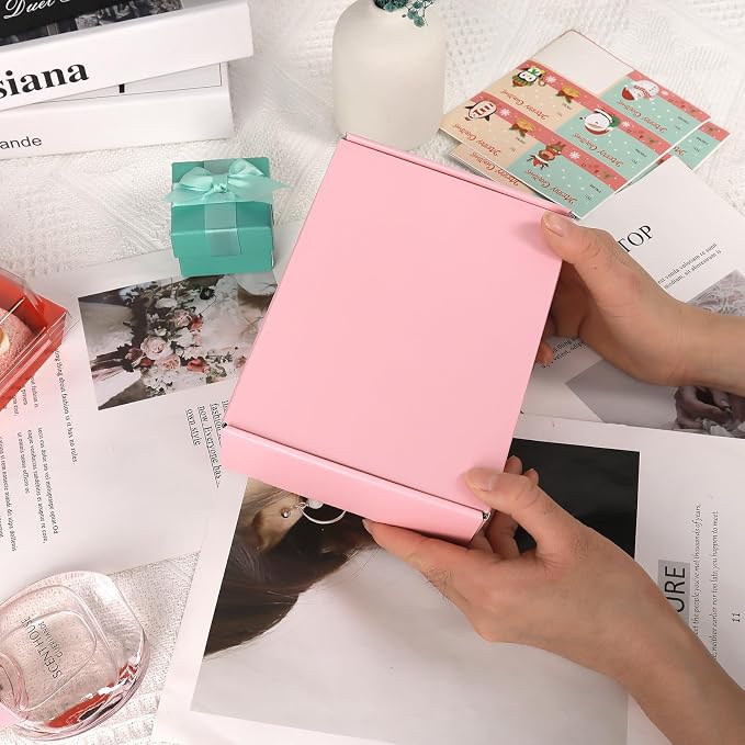 6x4x1.6 Pink Shipping Boxes for Small Business, 50 Pack Small Shipping boxes, Corrugated Cardboard Boxes for Shipping Packing
