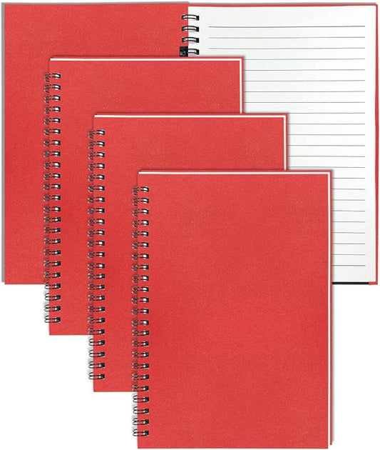 4Pack Spiral Notebook, 5.7x8.3” Small Notebooks for Work 120 Page Note Pads | Multipack Blank Kraft A5 College Ruled Notebook Journal Spiral Bound for Writing Lined Notepad for Office School Journaling