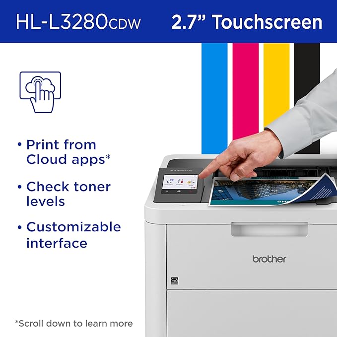 Brother HLL3280CDW Wireless Compact Color Laser Printer, Duplex, Mobile Printing & Ethernet | Includes 2 Month Refresh Subscription Trial¹, Amazon Dash Replenishment Ready (Renewed Premium)