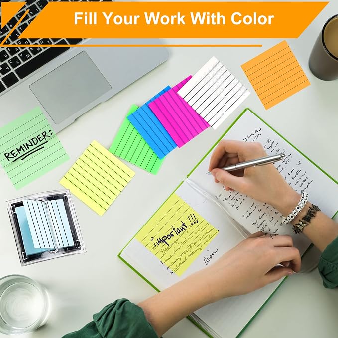 Transaprent Sticky Notes Lined 300 Sheets 3"X3" Pop Up Bright PET Material | Clear Translucent Self-Adhesive Sticky Notes for Back to School & Office Supplies, See Through Reveals Underlying Bible Text