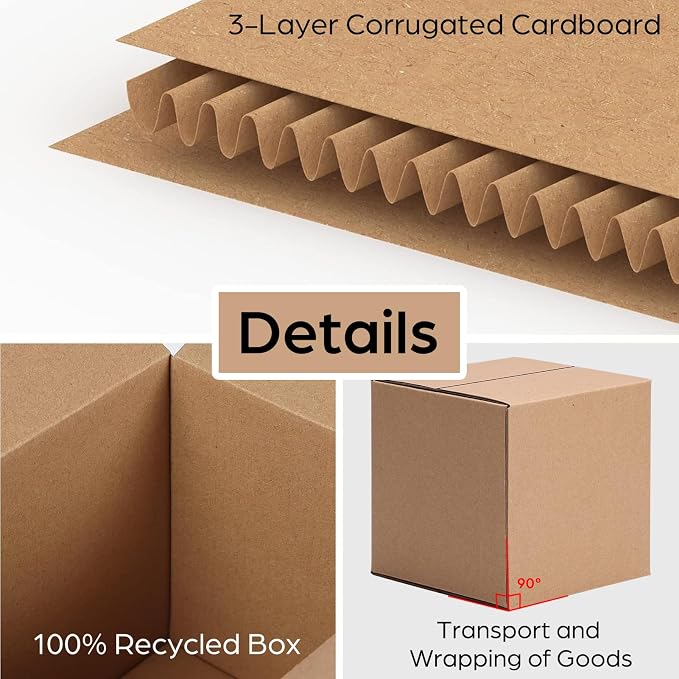 Edenseelake 50 Pack 4x4x4 inches Shipping Boxes Corrugated Cardboard Boxes for Packing, Moving, Mailing, Brown