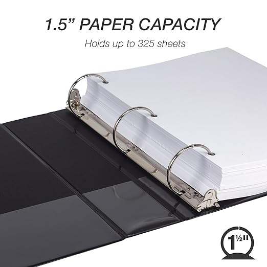 Samsill Economy 1.5 Inch 3 Ring Binder Bulk Pallet, Round Ring Binder, Customizable Clear View Cover, Black, Pallet of 720 Binders in 60 Cartons