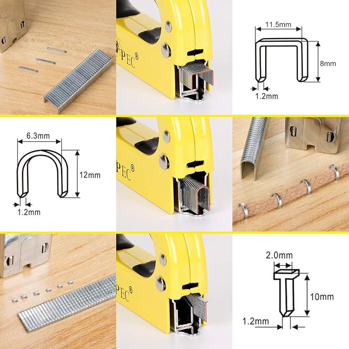 Upholstery Staple Gun, TOPEC 3 in 1 Heavy Duty Staple Guns/Home Use with 900 Staples - Manual Brad Nailer Power for Fixing, Material, Decoration, Carpentry, Furniture, Wood, DIY