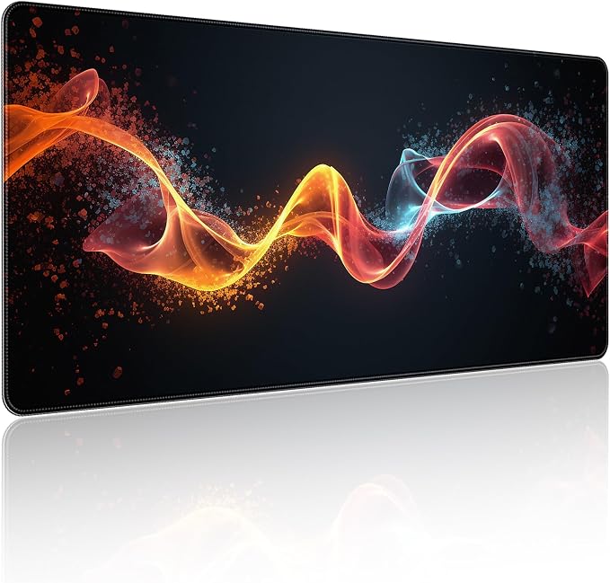 35.4 x 15.7 in, XXL Large Mouse Pad for Desk, Extended Keyboard Mouse Mat for Computer Office, Big Mouse pad with Stitched Edges, Gaming Pc-Abstract Lines on a Black