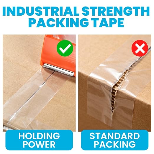 TAPEBEAR Super Clear Packing Tape 1.88" x 55Yards 2.7mil Thick Moving Tape | Storage Packaging Tape Heavy Duty Tape Refills, High Transparency, Long Lasting, 12Rolls