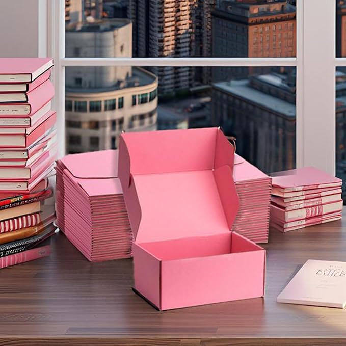 Small Shipping Boxes 9x6x4 Inches – Pink Corrugated Cardboard Boxes (20-Pack) for Mailing, Packing, Small Business & Gift Packaging - Recyclable & Sturdy