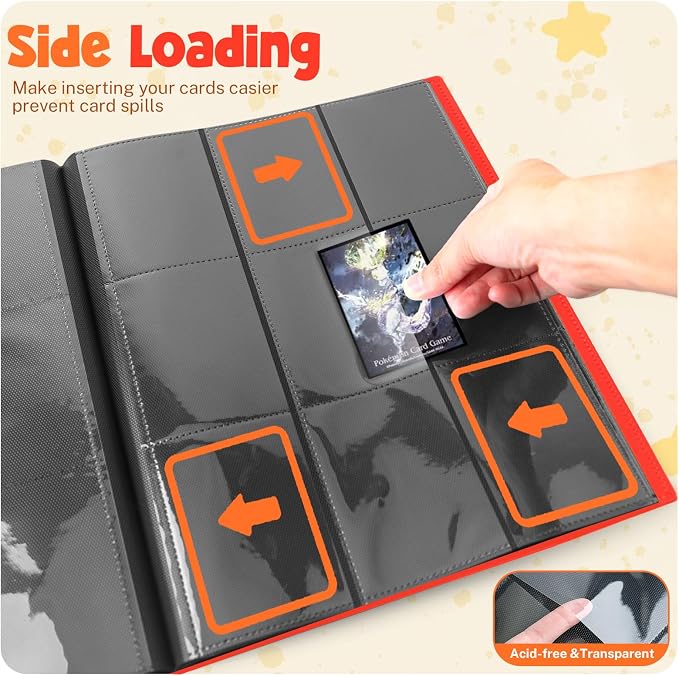 Card Binder, 9 Pocket Trading Card Album Folder,20 Pages, 360 Card Capacity Sports Card Binder, Premium Card Binders Compatible with MTG, TCG, Baseball Cards (Red)