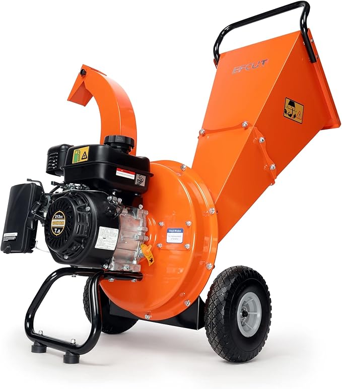 C30 Wood Chipper Shredder Mulcher 7 HP 212cc Heavy Duty Rotor Engine Gas Powered 3 inch Max Wood Diameter Capacity 20:1 Reduction Ratio