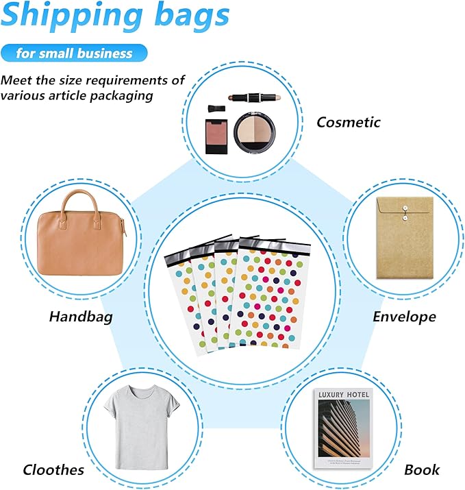 Thank You Poly Mailer 10x13 Inch 100 Pcs, Waterproof and Tear-Resistant Shipping Bags for Clothing, Cute Mailing Bags with Self-Seal, Polka Dots Printed Packaging Bags for Small Business