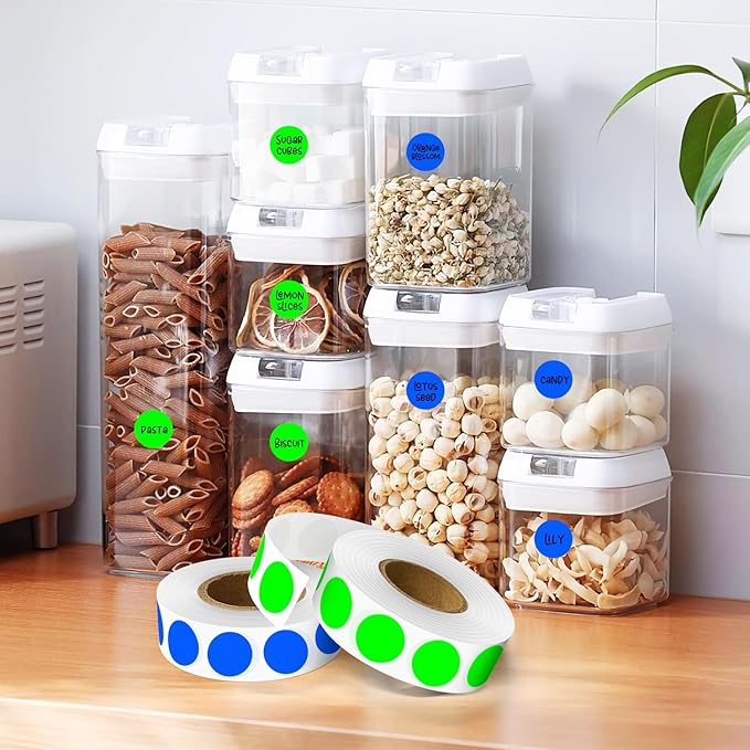 PARLAIM 1/2" Circle Dot Stickers 2 Rolls Pack 2000 Color Coded Labels for Home Commerce Business, Fluorescent Green + Blue