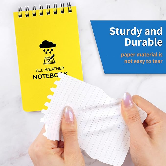 3 Pack Waterproof Notebook, 3 x 5 Pocket Notepad, All Weather Small Pocket Notebook Paper, Mini Spiral Notepad Police Notepad 100 Lined Pages for Outdoor Office