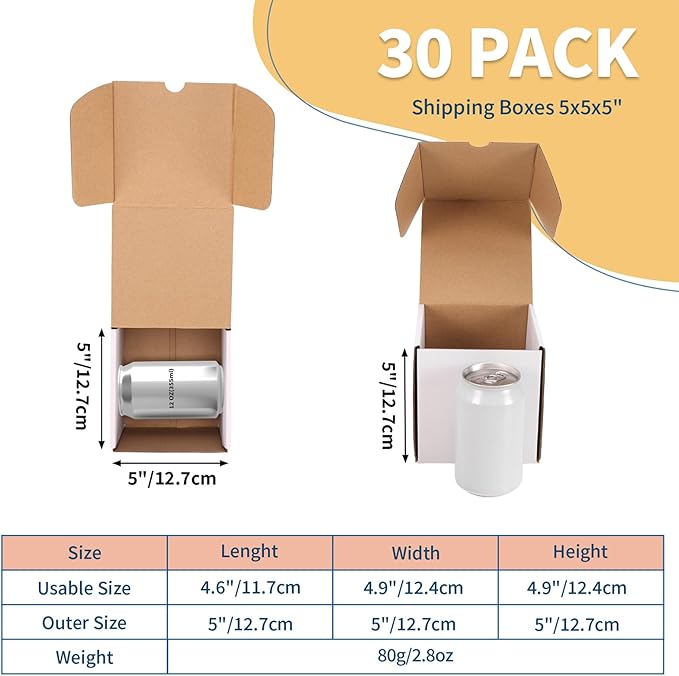 ZBEIVAN 5x5x5 White Small Shipping Boxes, 30 Packs Corrugated Cardboard Mailer Boxes for Packaging Small Business Mailing Gifts Wrap Boxes with Lids