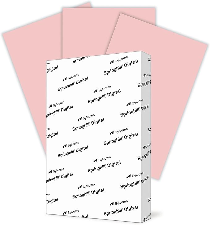 Springhill 11” x 17” Pink Colored Cardstock Paper, 67lb Vellum Bristol, 147gsm, 250 Sheets (1 Ream) – Premium Lightweight Cardstock, Vellum Printer Paper with Textured Finish – 076004R