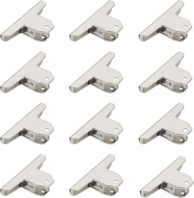 Extra Large Bull Paper Clips, 4.72 Inch - 12 Pack, Silver, 120 mm, Stainless Steel Mountain Binder Clips - Heavy Duty Square Metal File Clamps for Home Office School Supplies