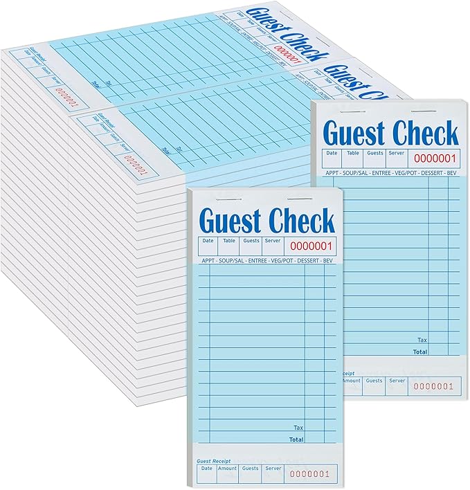48 Pack Blue Guest Checks Books for Servers Server Note Pads, Waiter Checkbook, Waitress Notepad for Restaurants, Paper Checks 50 Sheets/Pack, 300 Total Tickets