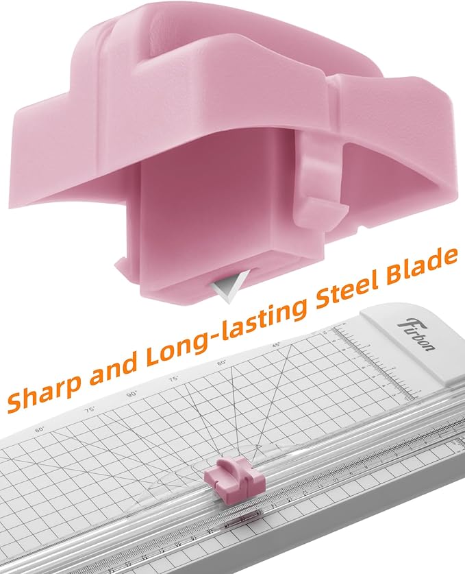Firbon 5 Piece Pink Refill Blades for Paper Cutter, Spring-Loaded Safeguard Design Replacement Blade for Paper Trimmers