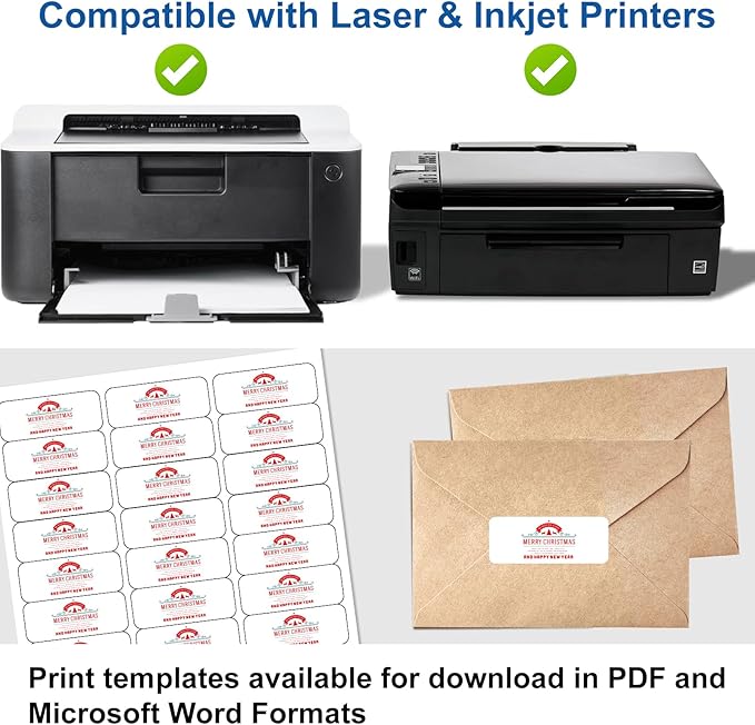 [2000 Sheets] 1” X 2-5/8” Printable Address Labels 60000 Mailing Label for Envelopes 30-up Labels White, 5160 8160 Label Sheet for Laser Inkjet Printer