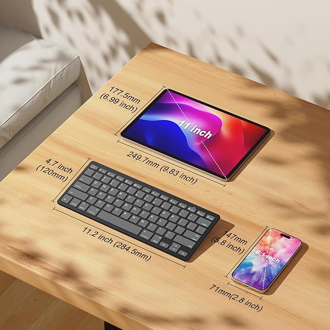 OMOTON Bluetooth Keyboard Compatible with iPad A16 11th 10th Generation, iPad 10.2 (9th/8th/7th), iPad Pro 13/12.9/11 inch, iPad Air/Mini and More iOS Devices, Graphite Black & Gray