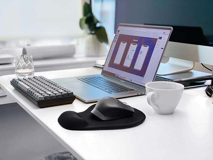 TONOS Ergonomic Mouse Pad, Comfortable Mousepad with Memory Foam Wrist Rest Support. Black Mouse Pad with Smooth Surface & Non-Slip Rubber Base for Computer, Laptop, Office and Home