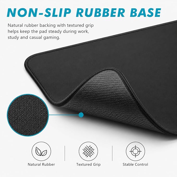 Mouse Pad 3 Pack, Black Mouse Pads 11 x 8.7 in, 35% Larger Size, Smooth Surface, Stitched Edges, Non-Slip Rubber Base. Ideal Mousepad for Computer, Laptop, Office, Home & Gaming | 35% Larger for Smooth Control, Non-Slip Rubber Base and Stitched Edges. ...