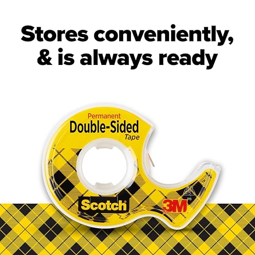 Scotch Double Sided Tape with Tape Dispenser, Office and School Supplies for Arts and Crafts, Alternative to Scrapbooking Glue, 0.5 in. x 250 in., 3 Rolls with Dispensers