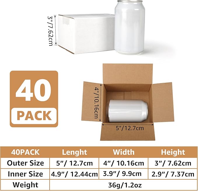 EXYGLO 40 Pack 5x4x3 Shipping Boxes for Small Business, White Corrugated Cardboard Small Box for Packaging, Moving, Mailing, and Storing