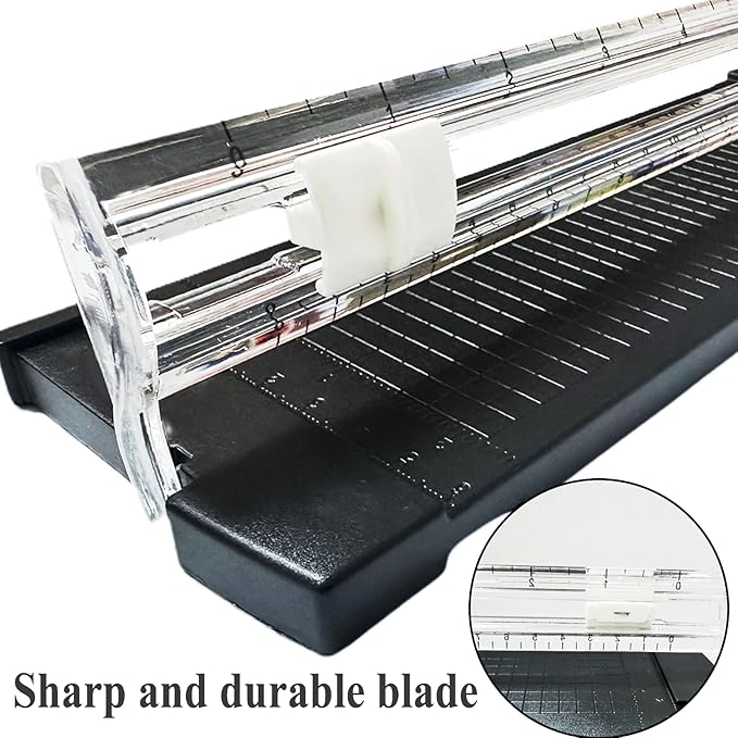 Paper Cutter Slider Guillotine,A5 Paper Slicer Trimmer with 3 Security Blader for Scrapbooking Craft, Photo, Coupon, Label, Cardstock (Black)
