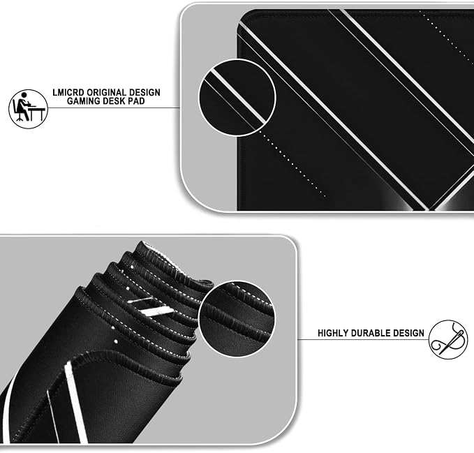 Mouse Pad, Large Extended Gaming Mousepad XXL Waterproof Computer Keyboard DeskPad with Non-Slip Rubber Base, Stitched Edge, Big Long Mat for Gamer, Office, Home, 31.5" x 15.7", Black White