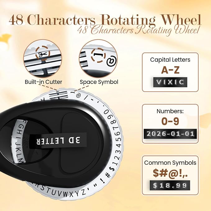 Vixic Embossing Label Maker, Emboss Vintage Label Maker Machine with Tapes | 9mm Embossed Labeler, Old School Manual Punch Embosser 3D Raised Letters for Home Kids School Items Journal Supplies Labeling