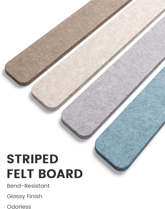Fluxynara 13" x 2" Felt Wall Panels, Coastal | 8-Pack Includes 50 Push Pins and Adhesive Tabs for Photos, Notes and Decor in Bedroom Doors, Home Office or Studios
