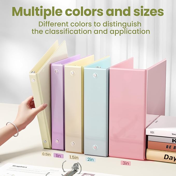 SUNEE 3 Ring Binder 2 Inch 2 Pack, Clear View Binder Three Ring PVC-Free (Fit 8.5x11 Inches) for School or Office Supplies, Yellow