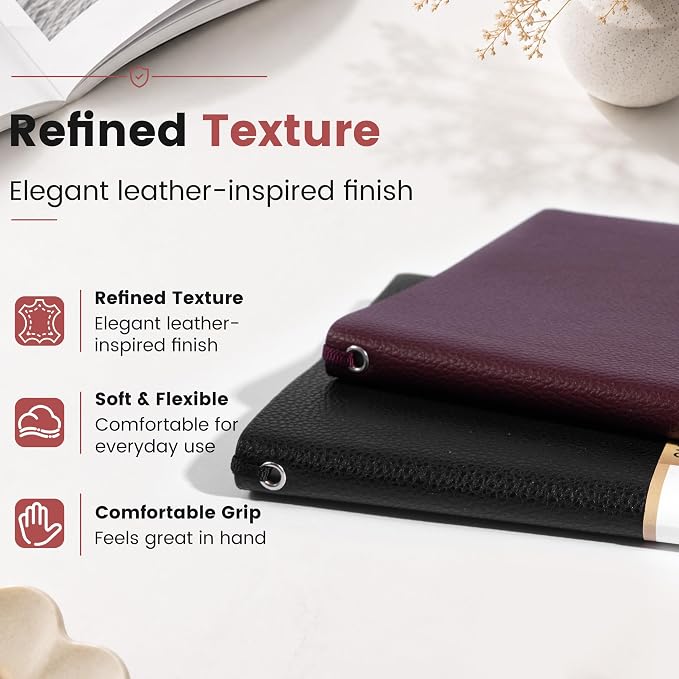 CAGIE Lined Journal Notebook for Men & Women,176 Pages A5 Medium Size, Softcover Leather Journals for Writing, College Ruled Notebook for Work & School, 100 GSM Thick Paper (5.7'' x 8.3'') (Burgundy)