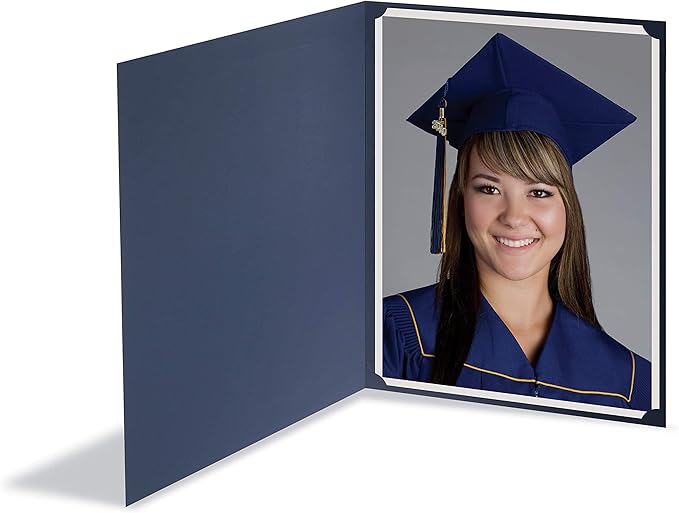 Better Office Products 25 Pack Navy Blue Certificate Holders, Diploma Holders, Document Covers with Gold Foil Border, for Letter Size Paper, 25 Count, Blue