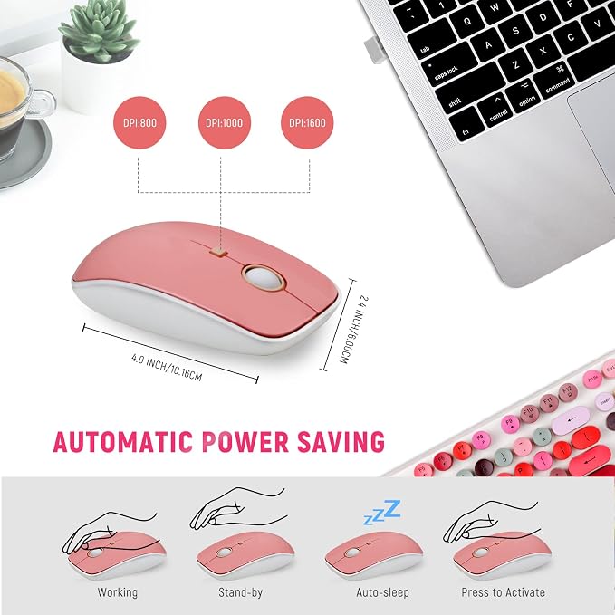 Wireless Keyboard and Mouse Sets,Reliable 2.4 GHz Connectivity for PC,Laptop,Smart TV and More (White Colorful)