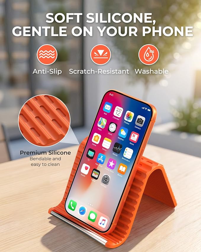 2026 Airplane Phone Holder, Flexible Silicone Portable Phone Stand | Foldable for Desk Bed Office, Travel Essentials Hands Free Mount for iPhone Tablet Laptop,Anti-Slip & Scratch-Resistant