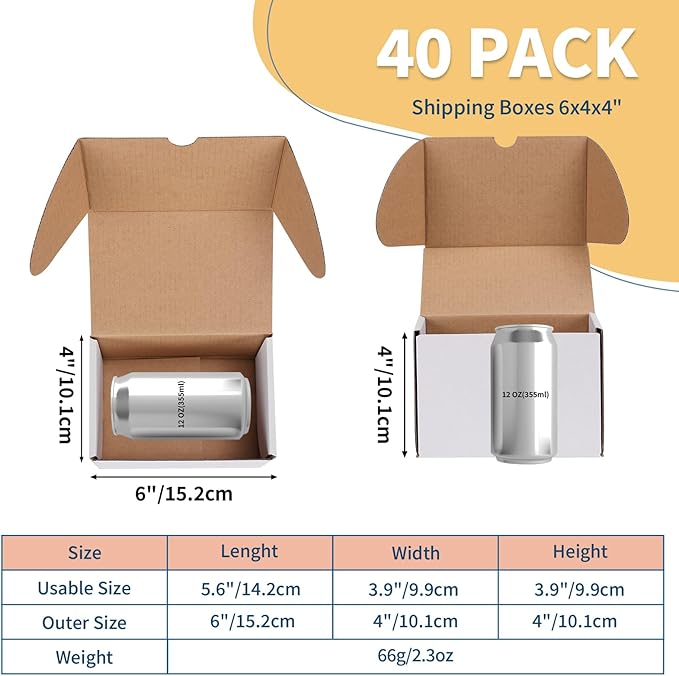 ZBEIVAN 6x4x4 White Shipping Boxes Set of 40, Corrugated Cardboard Mailer Boxes for Packaging Small Business Mailing Gifts