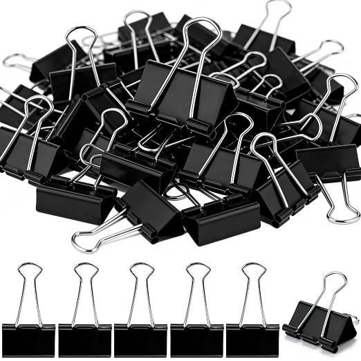150pcs Binder Clips 1.25 Inches Medium Binder Office Clamps Black Paper Clips and Binder Clip Bulk for Office Supplies, Home, School (Medium)