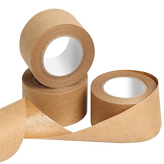 3 Pack Brown Packing Tape,Water Activated Tape Brown Paper Tape for Shipping, Storage, Crafts(48 mm x 88.5 Yard)