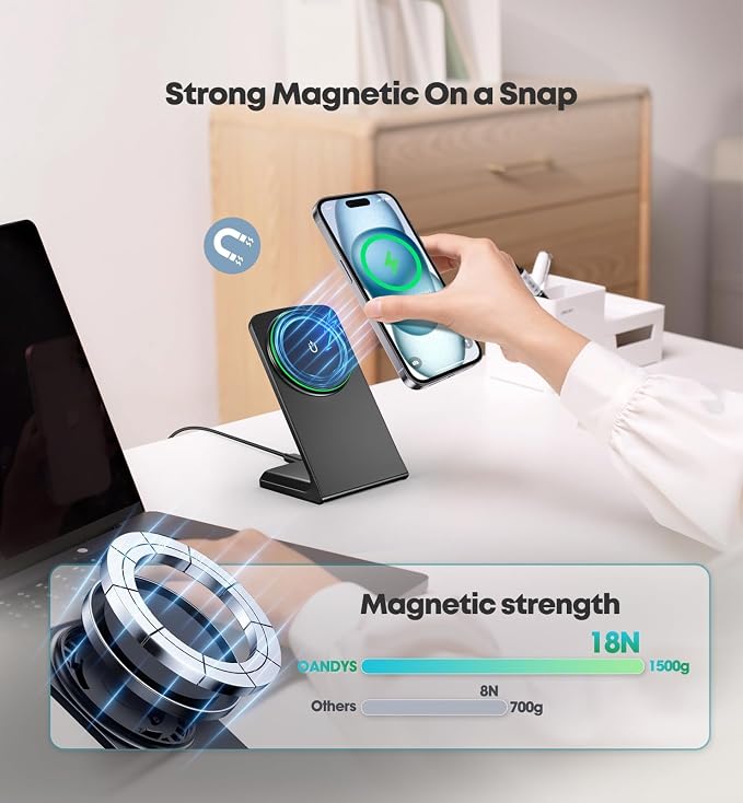 TXXTOL Magnetic Wireless Charger iPhone Stand 15W Fast Mag-Safe Charger for iPhone 16/15/14/13/12 Series Apple Magnet Wireless Charging Station