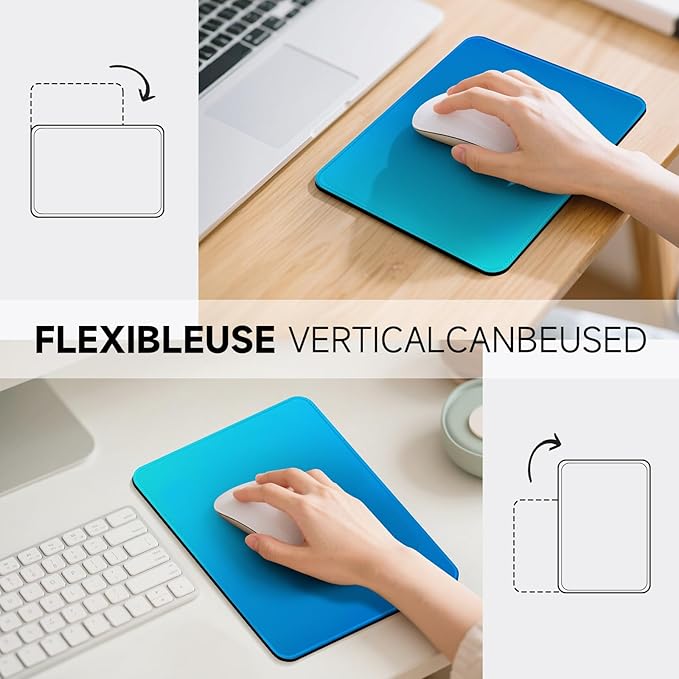 Premium Mouse Pad with Stitched Edges – 10.2 x 8.3 in | Smooth, Washable Mat with Non-Slip Base | Personalized Cute MousePads for Laptop, Computer, Office, Home (Mint Ocean Dip-Dye)