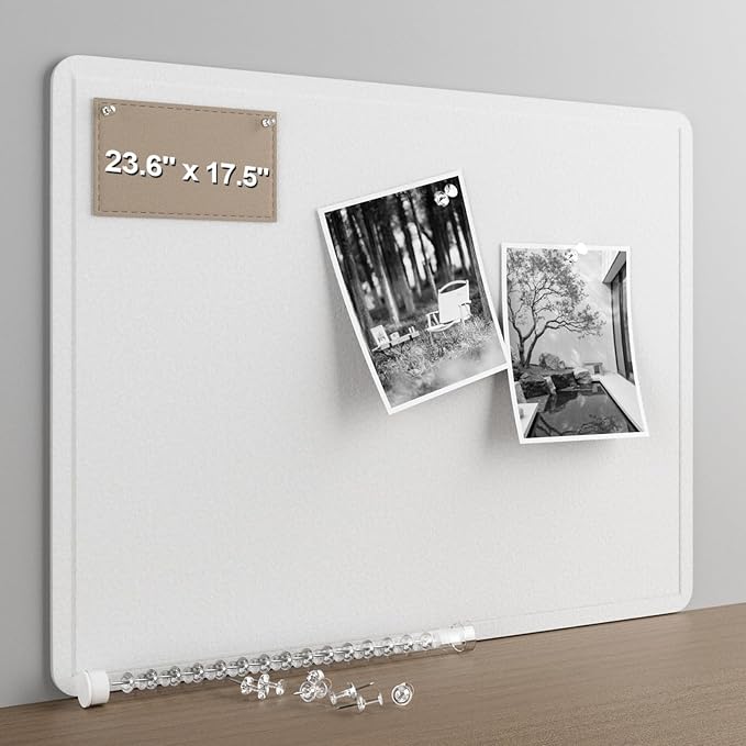 Felt Bulletin Board for Wall 24" x 18" Unfolded Size, Small Frameless Felt Pin Board, Soft Cork Board Alternative for Office, Home Planning, Notes, Photos & Wall Decor, Foldable Shipping, Easy Install