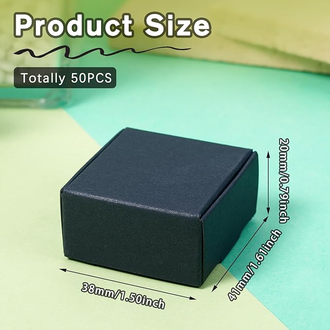 Craftdady 50 pcs Small Black Aircraft Boxes Mini Paper Jewellery Gift Boxes Square Soap Box Shipping Box Corrugated Paper Boxes for Jewelry Small Business Packing 4.1x3.8x2 cm