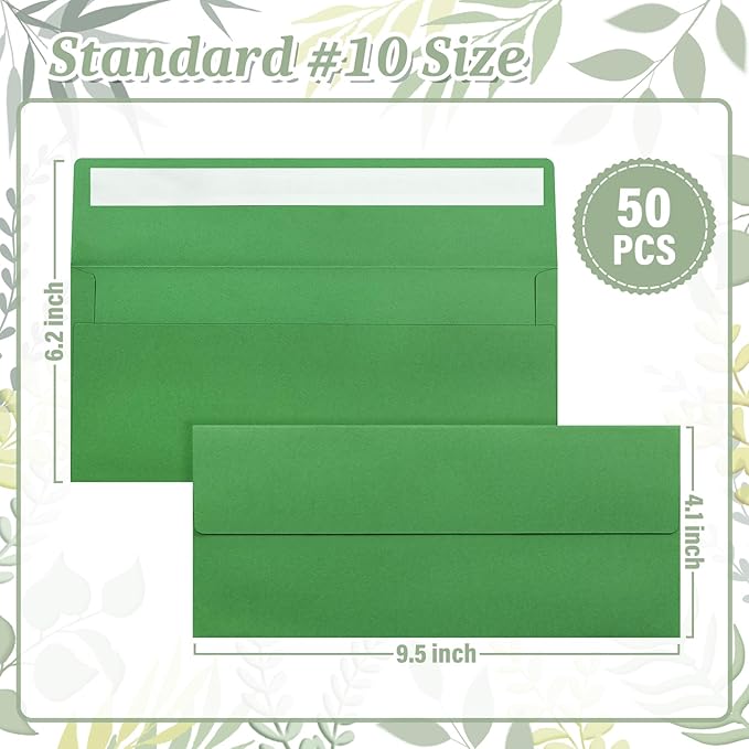 50 Pcs #10 Business Envelopes, Self Seal Standard Envelopes, Windowless Business Mailing Envelopes for Office, Checks, Letters, Invoices, Statements, Wedding, Size 4-1/8 x 9-1/2 inch
