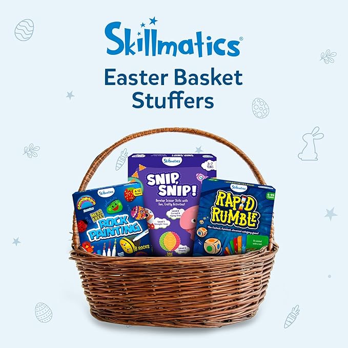 Skillmatics Scissor Skills Activity Book - Snip Snip, Easter Basket Stuffers, 25 Fun Cutting & Creative Activities for Toddlers, 2 Child-Safe Scissors, Felt Craft Kit, Gift for Kids Ages 3, 4, 5, 6, 7